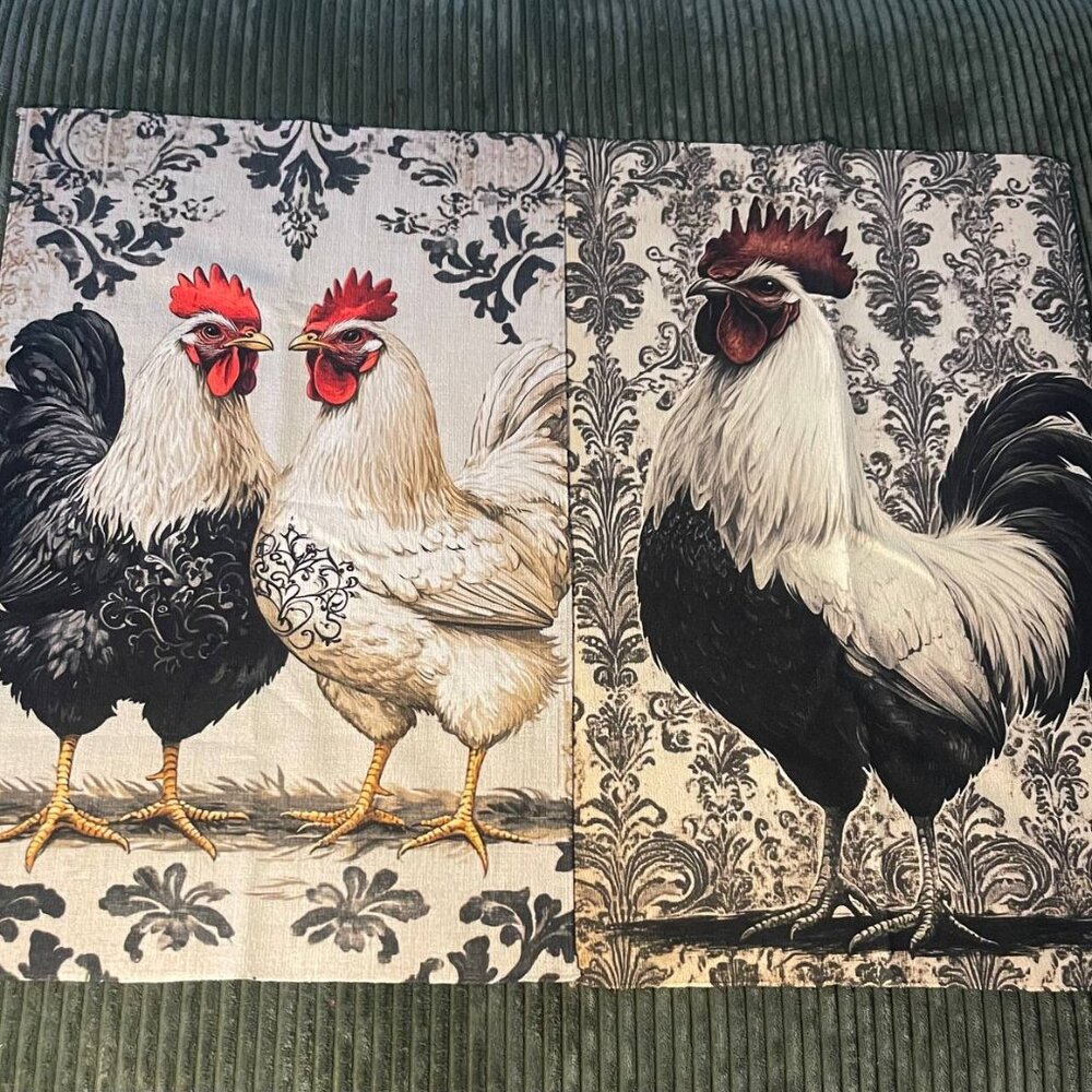 2-Pack Farmhouse Rooster Microfiber Kitchen Towels 15x23"